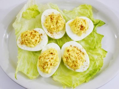 Holiday deviled eggs